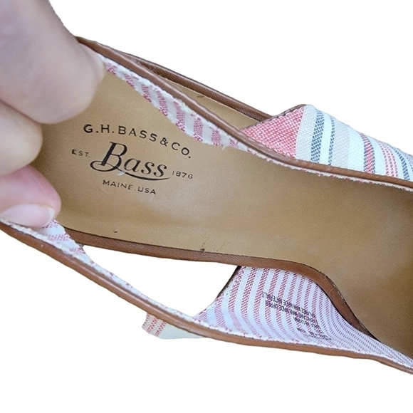 G.h. Bass & Co. Red/Blue Striped Canvas Sling Back Espadrilles 8.5 - Picture 8 of 8